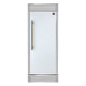 Forno Maderno 28-Inch Built-In Convertible Refrigerator in White with Antique Brass Handle, 13.6 cu.ft. Right Swing with Decorative Trim - 32-Inch Wide