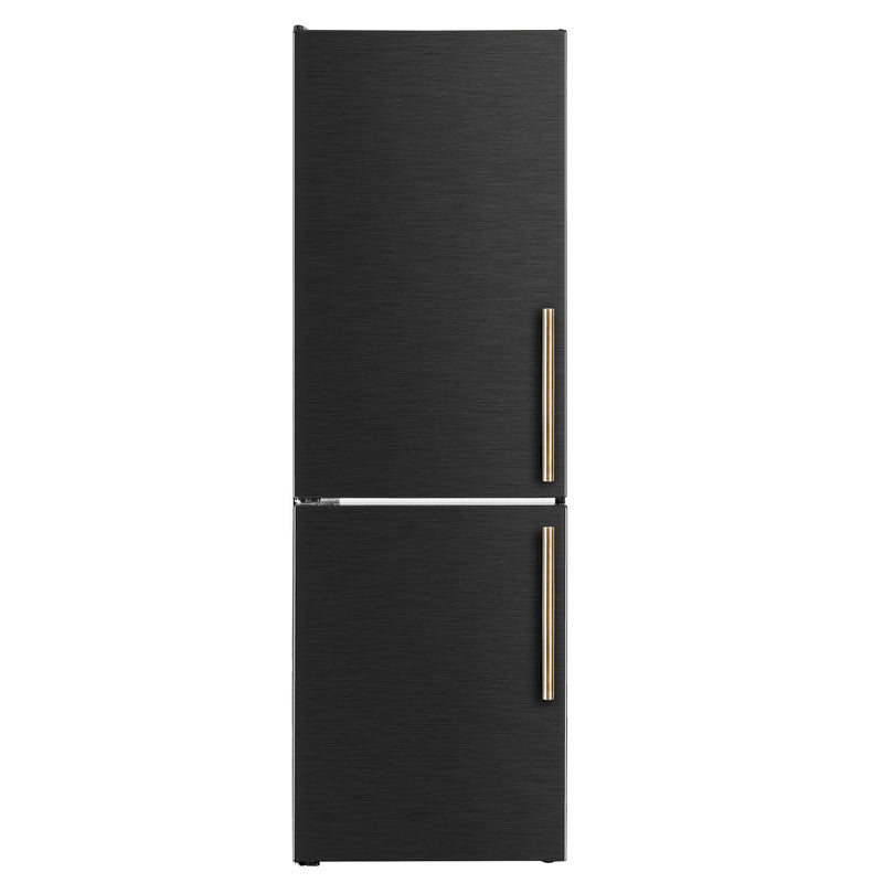 Custodia 24" Bottom Freezer, 10.3 cf., Left Swing, Ice Maker, Total No frost, Black, Antique Brass handles Forno