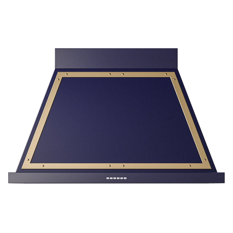 ILVE UANB40MBG Nostalgie II Noblesse 40 inch Range Hood with 600 CFM (Midnight Blue, Brass)