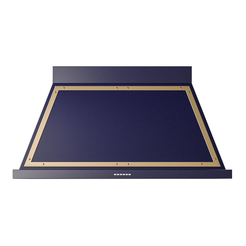 ILVE UANB48MBG Nostalgie II Noblesse 48 inch Range Hood with 600 CFM (Midnight Blue, Brass)
