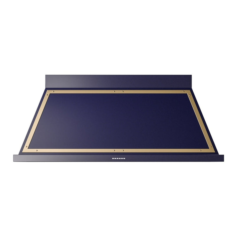 ILVE UANB60MBG Nostalgie II Noblesse 60 inch Range Hood with 600 CFM (Midnight Blue, Brass)