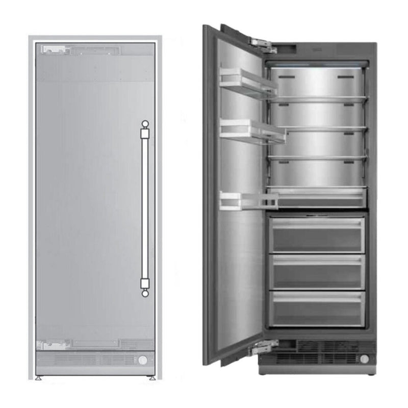 ILVE UFFC30SINPRY 30 inch Freezer Column with 16 cu. ft. Capacity, Automatic Ice Maker, up to 3.9 lb Daily Production, Full Size Ceiling LED Illumination Panel