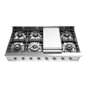 ILVE UHCP48FNSSCLP Nostalgie II 48 inch Built-In Gas Rangetop with Griddle, in Stainless Steel (Liquid Propane, Chrome)