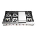 ILVE UHCP48FNSSP Nostalgie II 48 inch Built-In Gas Rangetop with Griddle, in Stainless Steel (Natural Gas, Copper)