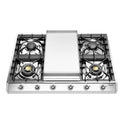 ILVE UHCP965FNSSCLP Nostalgie II 36 inch Built-In Gas Cooktop with Griddle, in Stainless Steel (Liquid Propane, Chrome)