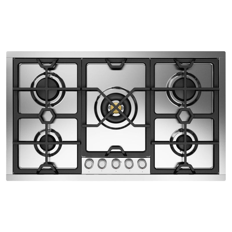 ILVE UHCPMT95SSLP Panoramagic 36 inch Built-In Gas Cooktop with 5 Burners, in Stainless Steel (Liquid Propane, 5 Sealed Burners)