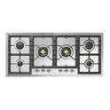 ILVE UHCPT125NSSC Nostalgie II 48 inch Built-In Gas Cooktop with Total Black Brass Burners, in Stainless Steel (6 Sealed Burners, Natural Gas, Chrome)