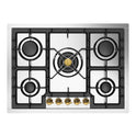 ILVE UHCPT75NSSG Nostalgie II 30 inch Built-In Gas Cooktop with 5 Burners, in Stainless Steel (Natural Gas, Brass)