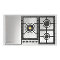 ILVE UHCPT95FNSSCLP Nostalgie II 36 inch Built-In Gas Cooktop with Total Black Brass Burners, in Stainless Steel (5 Sealed Burners + Griddle, Liquid Propane, Chrome)