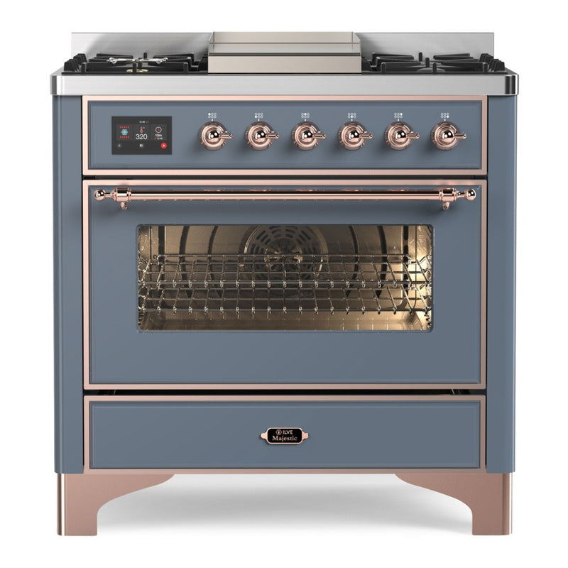 ILVE UM09FDNS3BGP Majestic II 36 in. Dual Fuel Range in Blue Grey