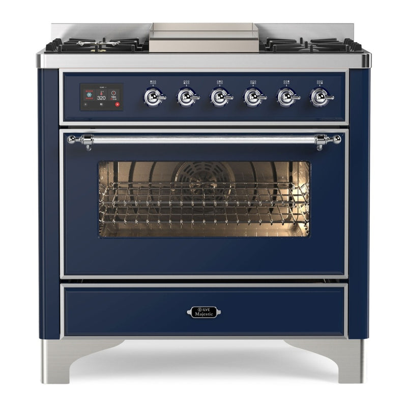 ILVE UM09FDNS3MBC Majestic II 36 in. Dual Fuel Range in Midnight Blue