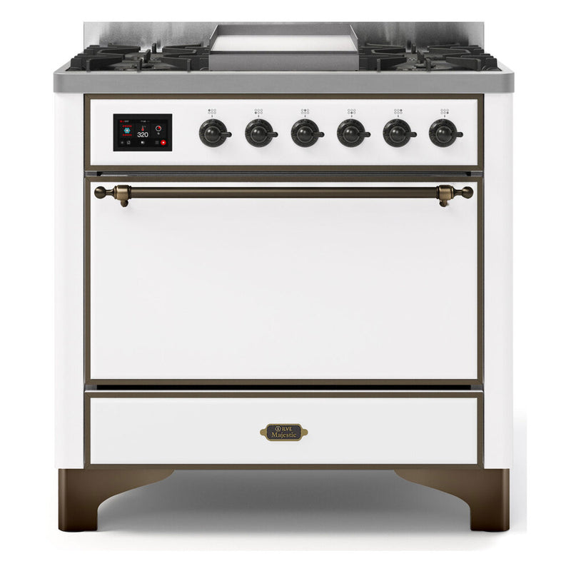 ILVE UM09FDQNS3WHB Majestic II 36 in. Dual Fuel Range in White