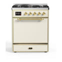 ILVE UM30DQNE3AWG Majestic II 30 inch Dual Fuel Range with 5 Black Brass Burners (Natural Gas, Solid Door, Antique White, Brass)