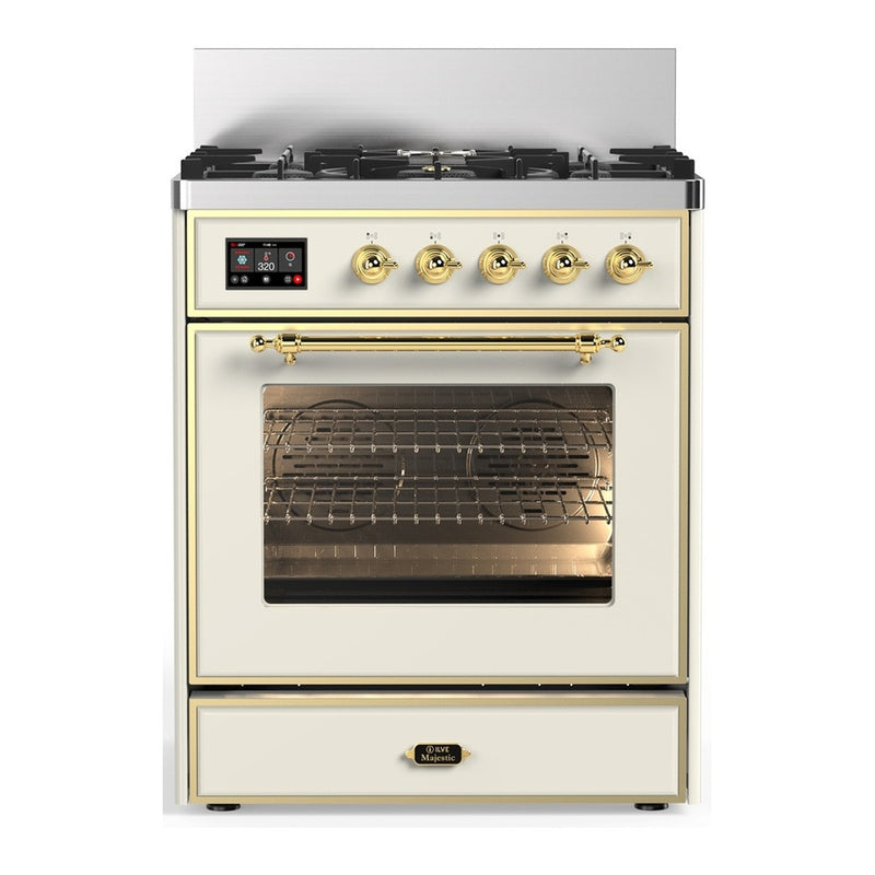 ILVE UM30NR3AWG Majestic III 30 in. Dual Fuel Range in Antique White