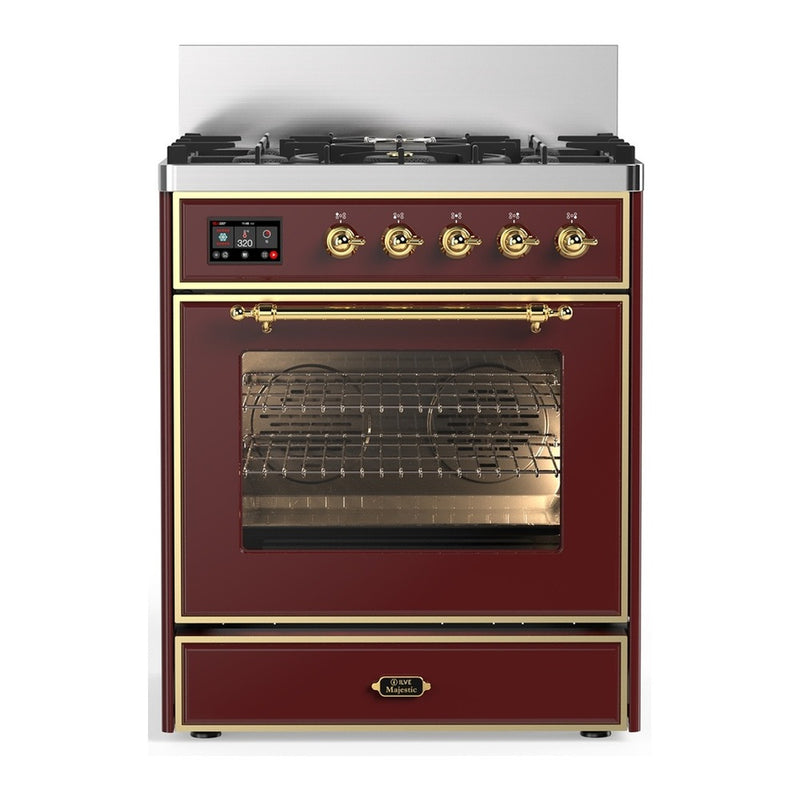 ILVE UM30NR3BUG Majestic 30 in. Dual Fuel Range in Burgundy