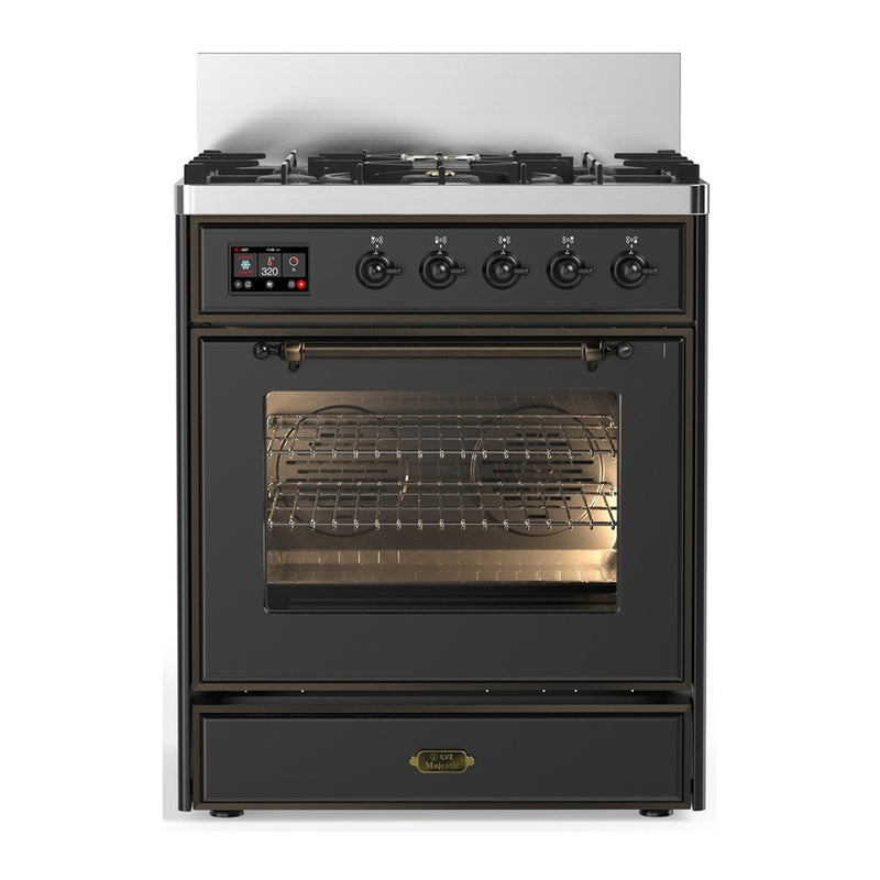 ILVE UM30NR3MGBLP Majestic III 30 in. Dual Fuel Range in Graphite Matte