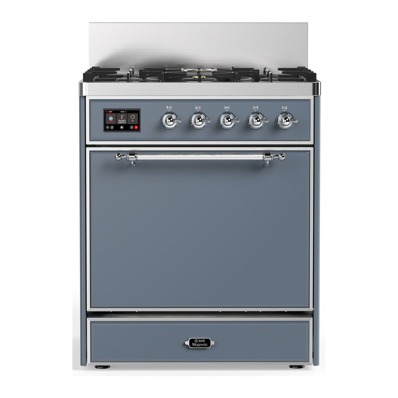 ILVE UM30QNR3BGC Majestic 30 in. Dual Fuel Range in Blue Grey