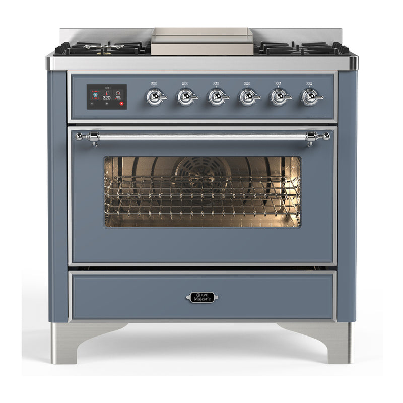 ILVE UM36FNR3BGC Majestic 36 in. Dual Fuel Range in Blue Grey