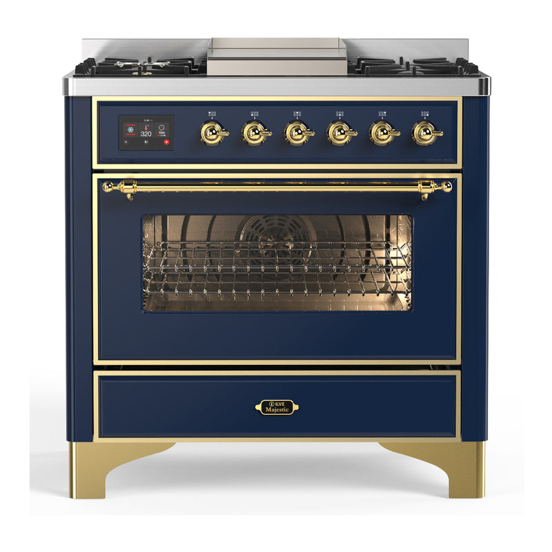 ILVE UM36FNR3MBG Majestic III 36 in. Dual Fuel Range in Midnight Blue