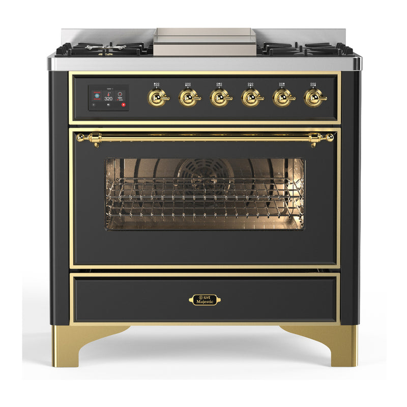 ILVE UM36FNR3MGG Majestic 36 in. Dual Fuel Range in Graphite Matte