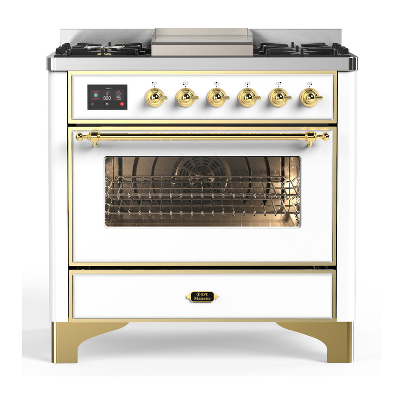 ILVE UM36FNR3WHG Majestic 36 in. Dual Fuel Range in White