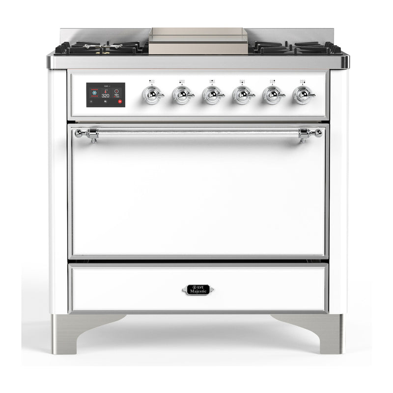 ILVE UM36FQNR3WHCLP Majestic III 36 in. Dual Fuel Range in White