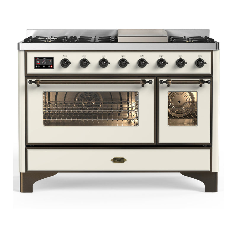 ILVE UM48FNR3AWBLP Majestic 48 in. Dual Fuel Range in Antique White