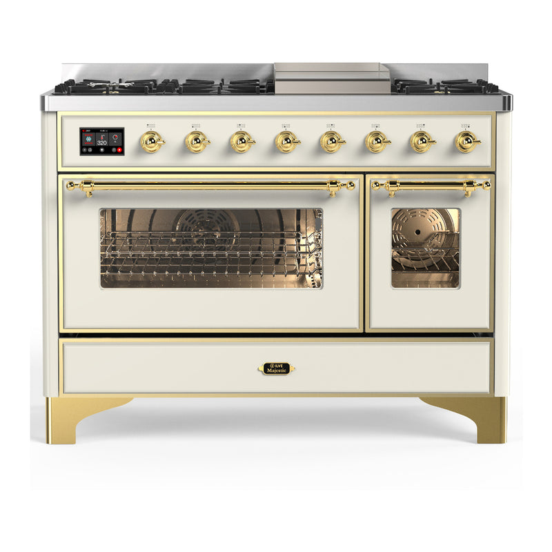 ILVE UM48FNR3AWG Majestic 48 in. Dual Fuel Range in Antique White