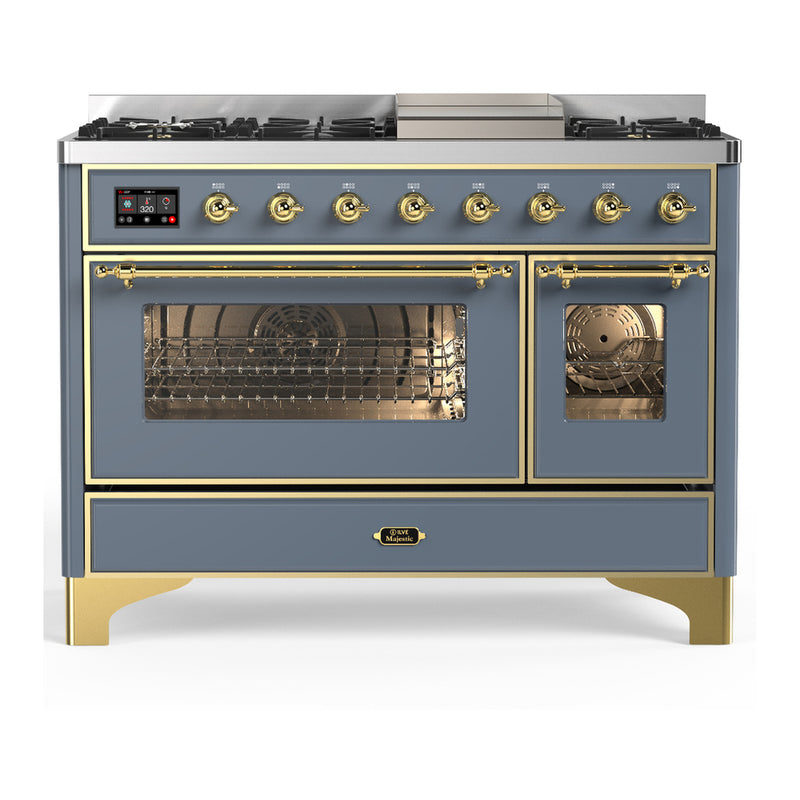 ILVE UM48FNR3BGG Majestic III 48 in. Dual Fuel Range in Blue Grey