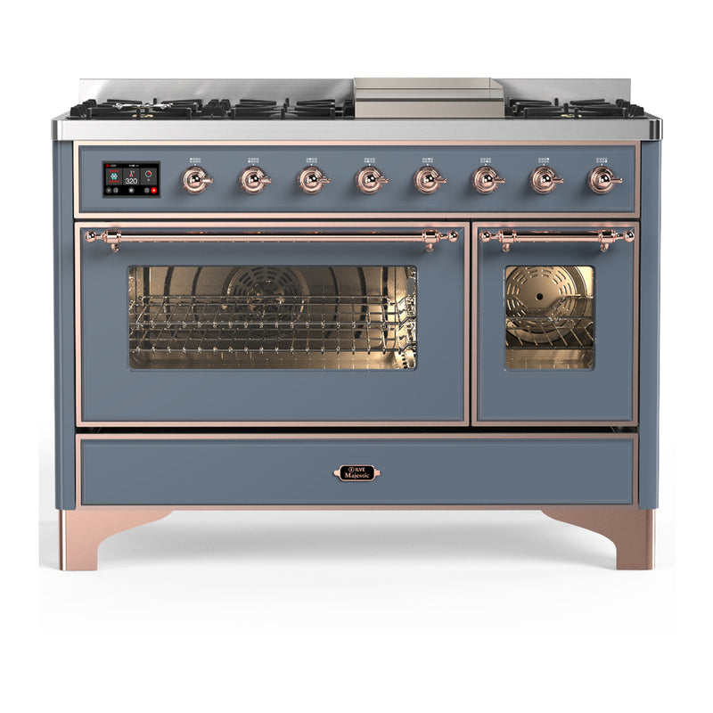 ILVE UM48FNR3BGP Majestic III 48" Dual Fuel Range in Blue Grey/Copper