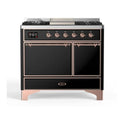 ILVE UMD10FDQNS3BKP Majestic II 40 inch Dual Fuel Range with 6 Burners, Griddle (Natural Gas, Solid Door, Glossy Black, Copper)