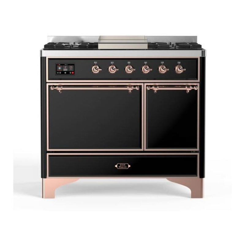 ILVE UMD10FDQNS3BKP Majestic II 40 in. Dual Fuel Range in Glossy Black