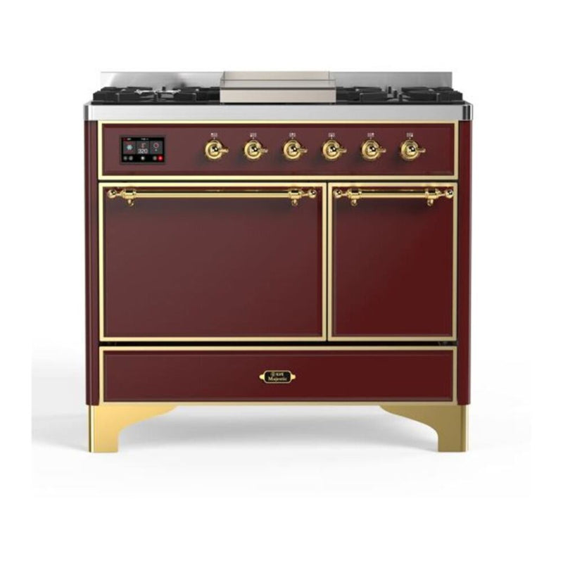 ILVE UMD10FDQNS3BUG Majestic II 40 in. Dual Fuel Range in Burgundy