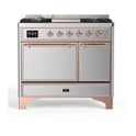 ILVE UMD10FDQNS3SSP Majestic II 40 inch Dual Fuel Range with 6 Burners, Griddle (Natural Gas, Solid Door, Stainless Steel, Copper)