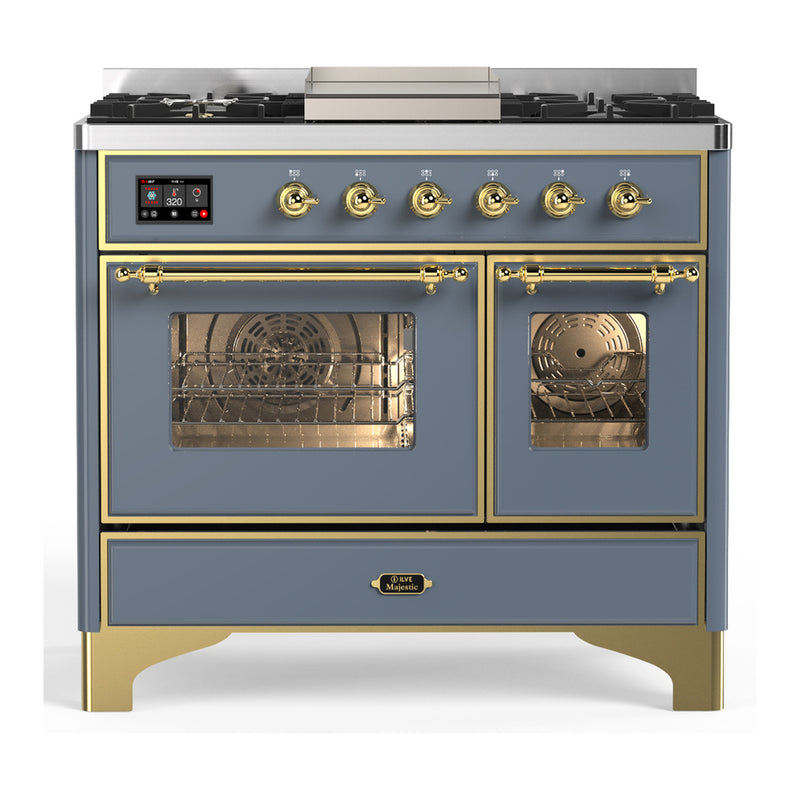 ILVE UMD40FNR3BGG Majestic 40 in. Dual Fuel Range in Blue Grey