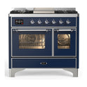 ILVE UMD40FNR3MBC Majestic III 40 inch Dual Fuel Range with 6 Burners and Griddle, Dual Function Burner up to 25,000 BTU (Natural Gas, Triple Glass Door, Midnight Blue, Chrome)