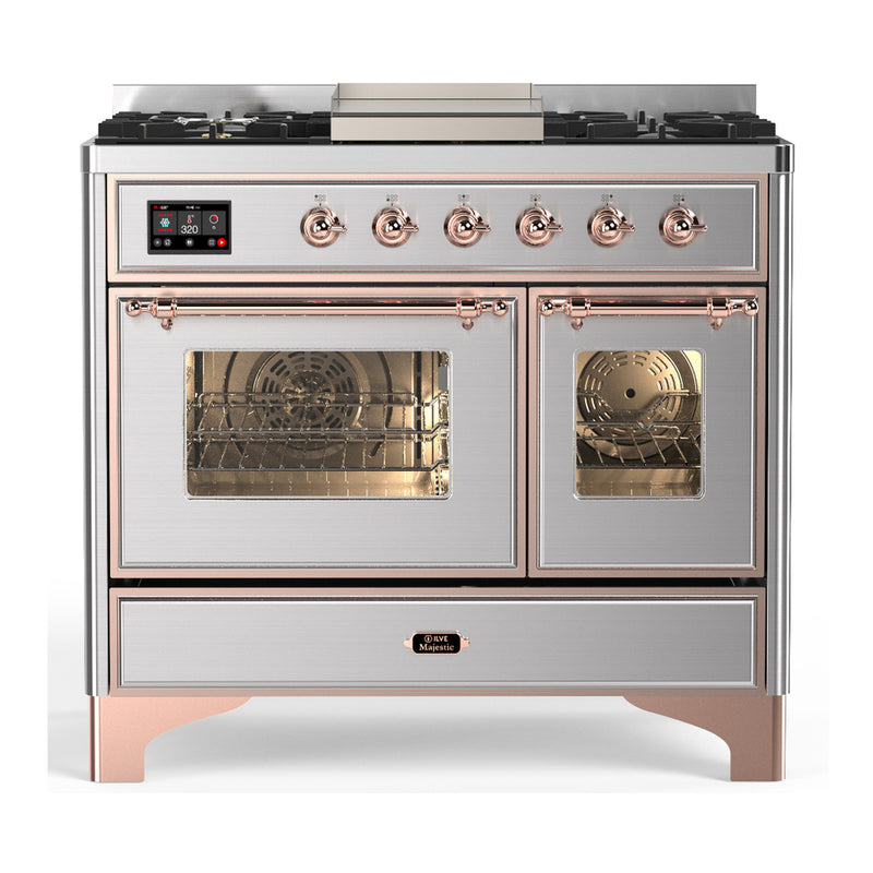 ILVE UMD40FNR3SSP Majestic III 40" Dual Fuel Range in Stainless Steel/Copper