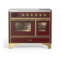 ILVE UMDI10NS3BUG Majestic II 40 inch Induction Range with 6 Elements, Booster Function, Bridge Control, Residual Heat Indicator (Triple Glass Door, Burgundy, Brass)