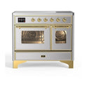 ILVE UMDI10NS3SSG Majestic II 40 inch Induction Range with 6 Elements, Booster Function, Bridge Control, Residual Heat Indicator (Triple Glass Door, Stainless Steel, Brass)