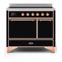 ILVE UMDI10QNS3BKP Majestic II 40 inch Induction Range with 6 Elements, Booster Function, Bridge Control, Residual Heat Indicator (Solid Door, Glossy Black, Copper)