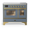 ILVE UMDIB40NR3BGG Majestic III 40 inch Induction Range with 6 Elements, 3.82 cu. ft. Total Oven Capacity (Triple Glass Door, Blue Grey, Brass)