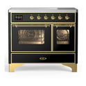 ILVE UMDIB40NR3BKG Majestic III 40 inch Induction Range with 6 Elements, 3.82 cu. ft. Total Oven Capacity (Triple Glass Door, Glossy Black, Brass)