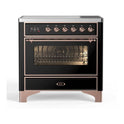 ILVE UMI09NS3BKP Majestic II 36 inch Induction Range with 5 Elements, 3.5 cu. ft. Total Oven Capacity (Triple Glass Door, Glossy Black, Copper)
