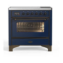 ILVE UMI09NS3MBB Majestic II 36 inch Induction Range with 5 Elements, 3.5 cu. ft. Total Oven Capacity (Triple Glass Door, Midnight Blue, Burnished)