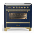 ILVE UMI09NS3MBG Majestic II 36 inch Induction Range with 5 Elements, 3.5 cu. ft. Total Oven Capacity (Triple Glass Door, Midnight Blue, Brass)