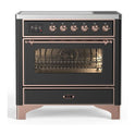 ILVE UMI09NS3MGP Majestic II 36 inch Induction Range with 5 Elements, 3.5 cu. ft. Total Oven Capacity (Triple Glass Door, Graphite Matte, Copper)