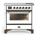 ILVE UMI09NS3WHB Majestic II 36 inch Induction Range with 5 Elements, 3.5 cu. ft. Total Oven Capacity (Triple Glass Door, White, Burnished)