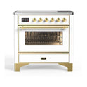ILVE UMI09NS3WHG Majestic II 36 inch Induction Range with 5 Elements, 3.5 cu. ft. Total Oven Capacity (Triple Glass Door, White, Brass)
