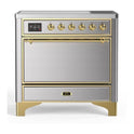 ILVE UMI09QNS3SSG Majestic II 36 inch Induction Range with 5 Elements, 3.5 cu. ft. Total Oven Capacity (Solid Door, Stainless Steel, Brass)
