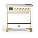 ILVE UMI09QNS3WHG Majestic II 36 inch Induction Range with 5 Elements, 3.5 cu. ft. Total Oven Capacity (Solid Door, White, Brass)